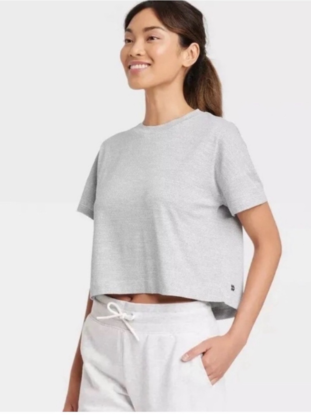 All in Motion Short Sleeve Back Slit Textured Top